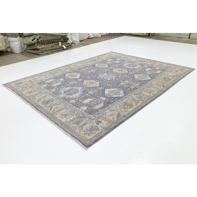 2020s Modern Tabriz Style Rug – Lavender & Slate Blue Hand-Knotted Wool and Silk 9x12 For Sale - Image 5 of 11