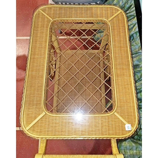 1970s Wicker Bar Tea Cart For Sale - Image 4 of 10