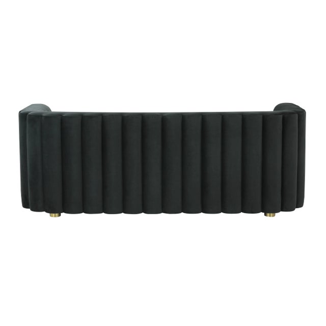 Transitional Callie Black Velvet Sofa For Sale - Image 3 of 7