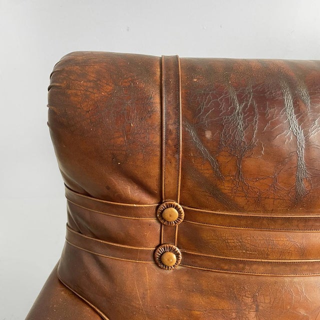 Brown Art Nouveau Armchairs with Armrest in Brown Leather, England, 1920s, Set of 2 For Sale - Image 8 of 18