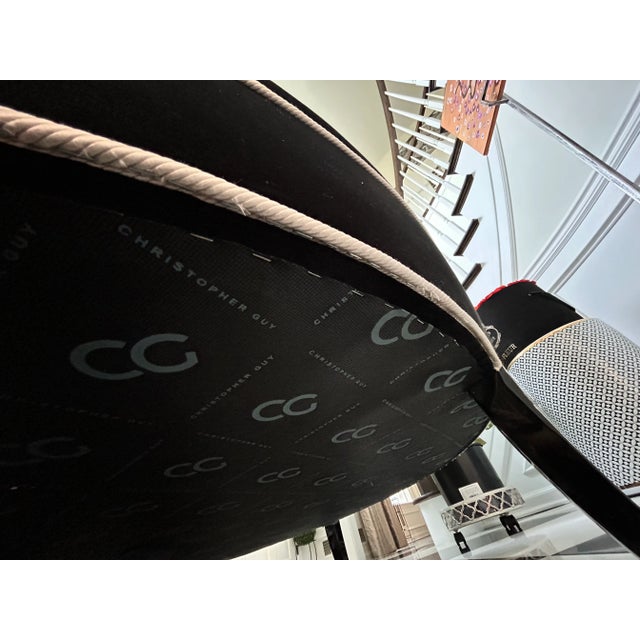 Black Velvet Christopher Guy Féraud Collection Conversation Chaise Custom and Fully Upholstered Luxury Foyer Chaise Luxe Closet Seating Chaise For Sale - Image 9 of 10