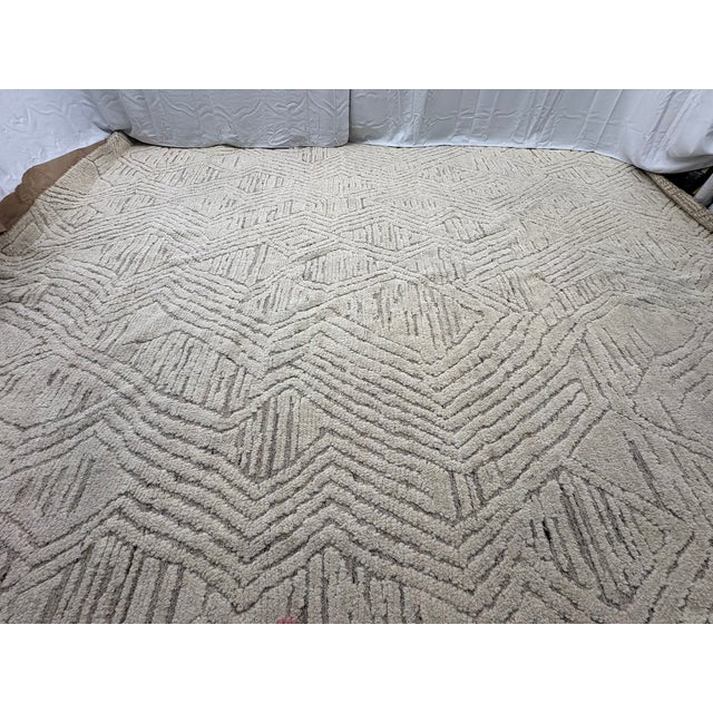 Rh Halima Hand-Knotted Wool Rug — 12' × 15' Marled Ivory / Latte | Undyed Wool | High-Low Texture For Sale - Image 16 of 18