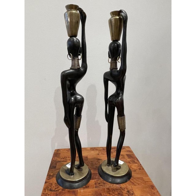 Water Carriers Statuettes attributed to Karl Hagenauer, 1970s, Set of 2 For Sale - Image 6 of 12