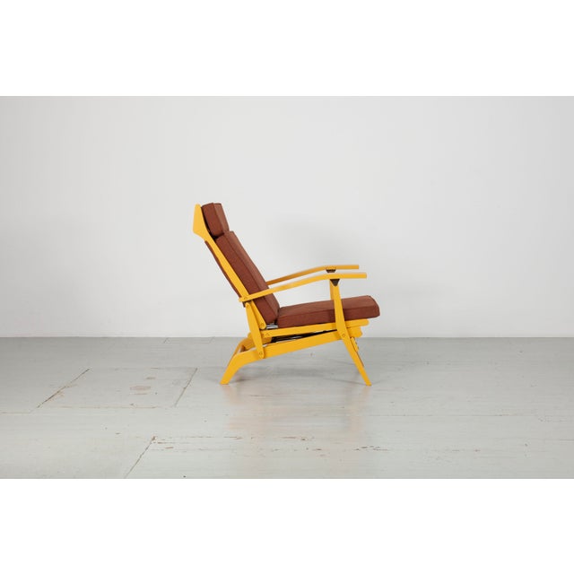 Yellow Lacquered Folding Deck Chair with Cushion, Italy, 1950s For Sale - Image 11 of 18