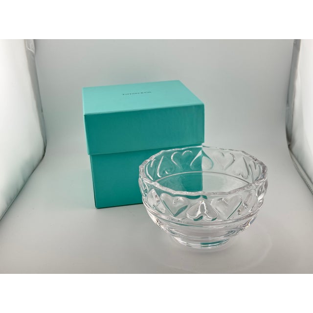 Transparent Tiffany and Co Crystal Hearts Bowl With Original Box For Sale - Image 8 of 12