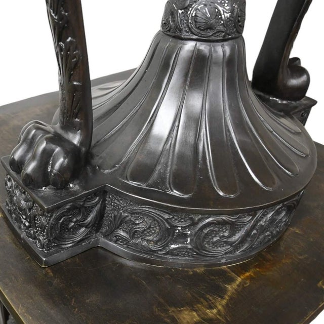 Mid 20th Century Mid 20th Century Tall Black Metal Urn With Pedestal For Sale - Image 5 of 9
