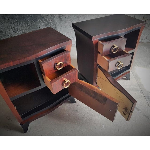 Art Deco Bedside Tables with Parchment Details, France, 1930s, Set of 2 For Sale - Image 14 of 18