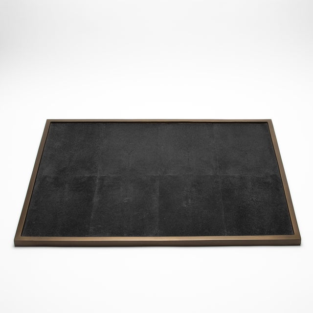 2020s Extra Large Rectangular Tray in Black Shagreen With Bronze Patina Brass by Kifu Paris For Sale - Image 5 of 8