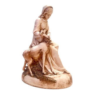 Vintage Marian of Rylstone Statue, Marwal, 1950's, Woman With Deer For Sale