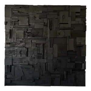 Handcrafted Wooden Brutalist Collage Wall Sculpture