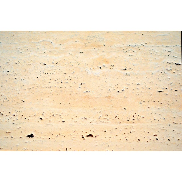 Metal Wrought Iron and Travertine 'Entretoise' Side Table by Design Frères For Sale - Image 7 of 8