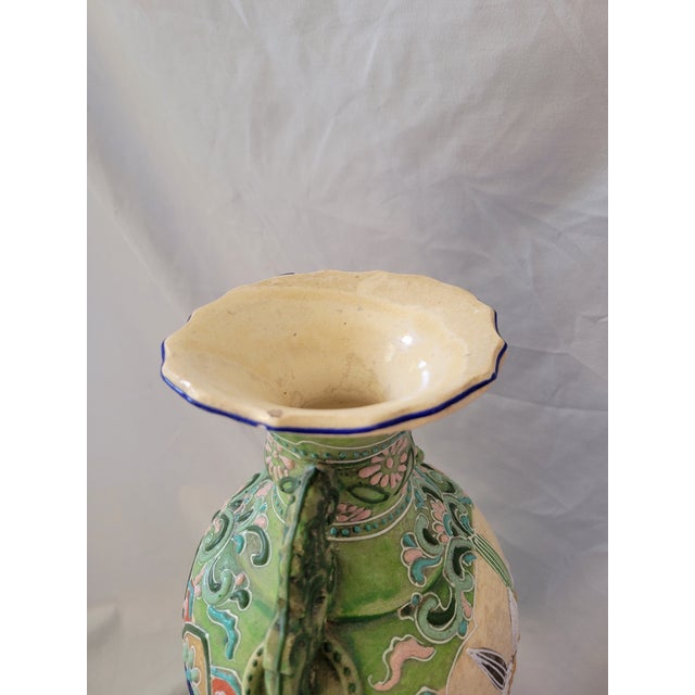 Antique Japanese Moriage Floral Vase For Sale - Image 10 of 11