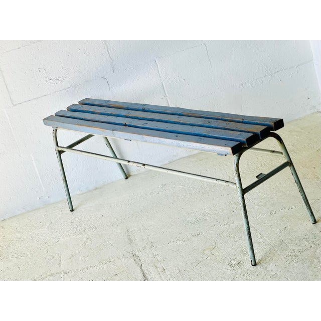 Industrial Blue Bench, 1960s For Sale - Image 16 of 18