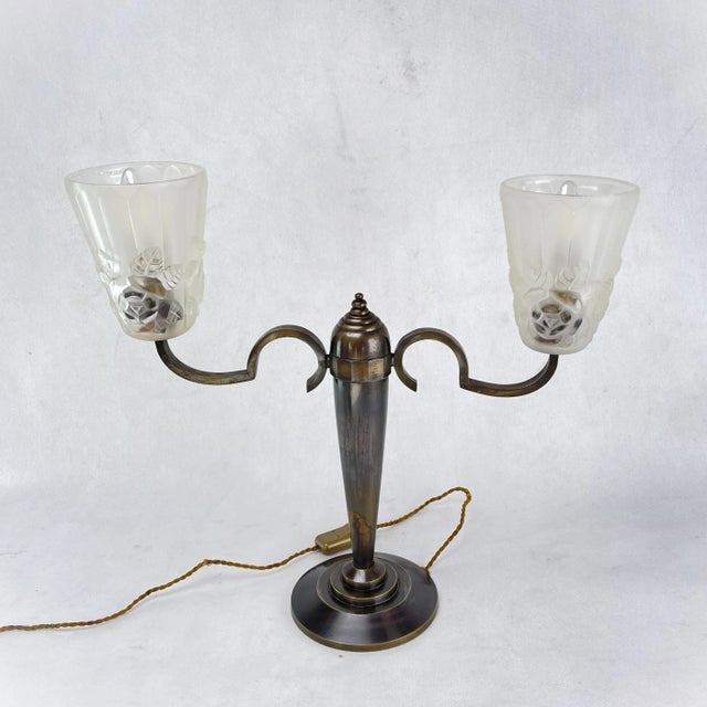 Art Deco Double Arm Lamps by Degué, 1940s, Set of 2 For Sale - Image 3 of 12