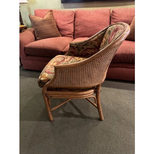 McGuire 1960s Single McGuire Bamboo & Cane Upholstered Game Chair For Sale - Image 4 of 10