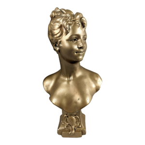 Vintage Gilt Composition Bust "Lys" After Emile Pinedo, French Art Nouveau Revival Sculpture