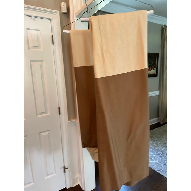 Textile 2002 Color Block Calico Corners Custom Fabric Silk Blend Fully Lined Drapery Panels - Set of 2 For Sale - Image 7 of 8
