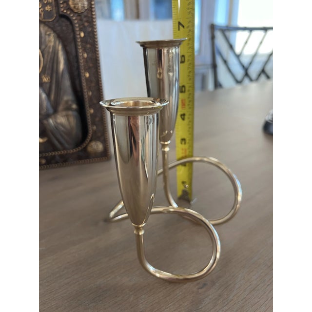 1950s Brass Modernist Candlestick by Napier For Sale - Image 9 of 10