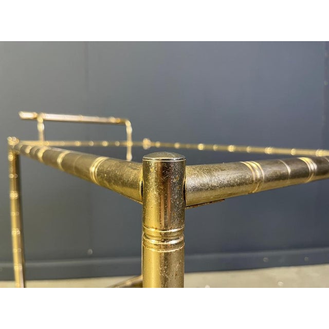 1970s Brass Faux Bamboo Bar Cart with Glass by Orsenigo, Italy, 1970s For Sale - Image 5 of 11