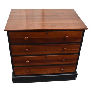 Ethan Allen Cherry 2 Drawer Lateral File Cabinet Two Tone Black Locking Chest For Sale
