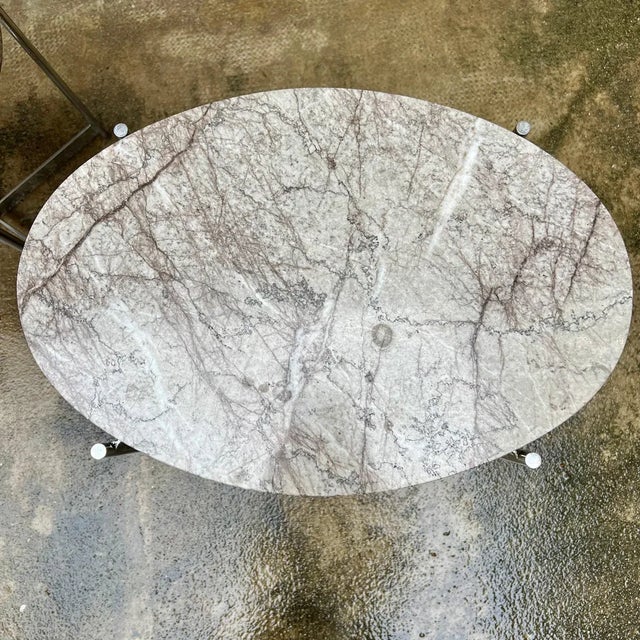 1960s Oval Coffee Tables in Chromed Steel and Marble, Italy, 1960s, Set of 2 For Sale - Image 5 of 13