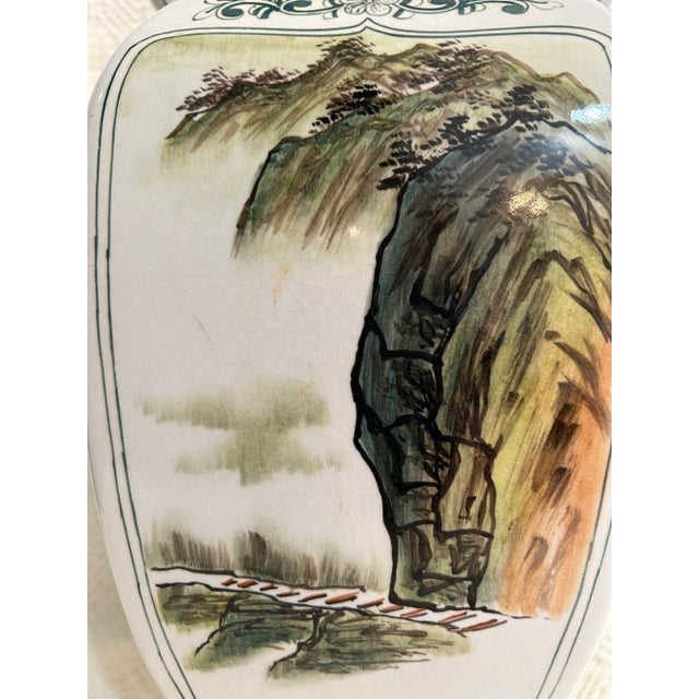 1970’s Green and White Porcelain Chinoiserie Vase From Andrea by Sadek For Sale - Image 4 of 9