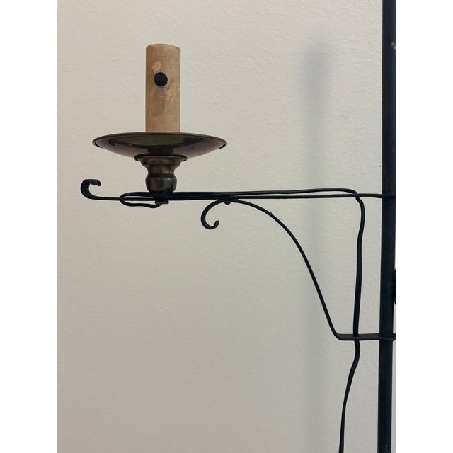 Antique Early 20th Century American Wrought Iron Bridge Arm Floor Lamp For Sale - Image 9 of 18