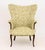 Chippendale Style Upholstered Wingback Arm Chair, with riveted trim and mahogany cabriole legs. 44.25" H &nbsp;x 32" W x...