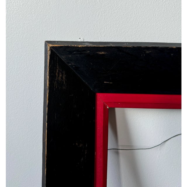 Vintage American Modernism Picture Frame, Painted Black With Red Liner For Sale In New York - Image 6 of 10