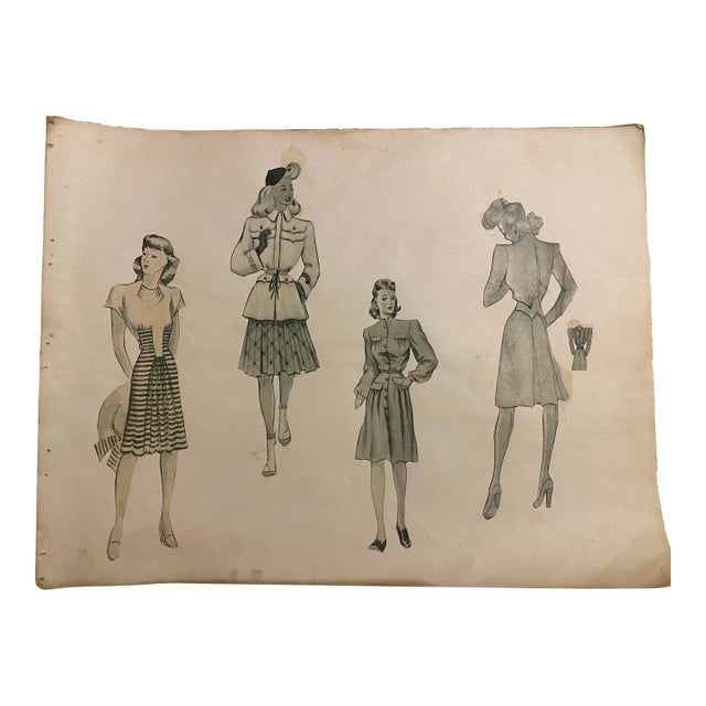 Fashion Print 1940’s Illustration, Original For Sale