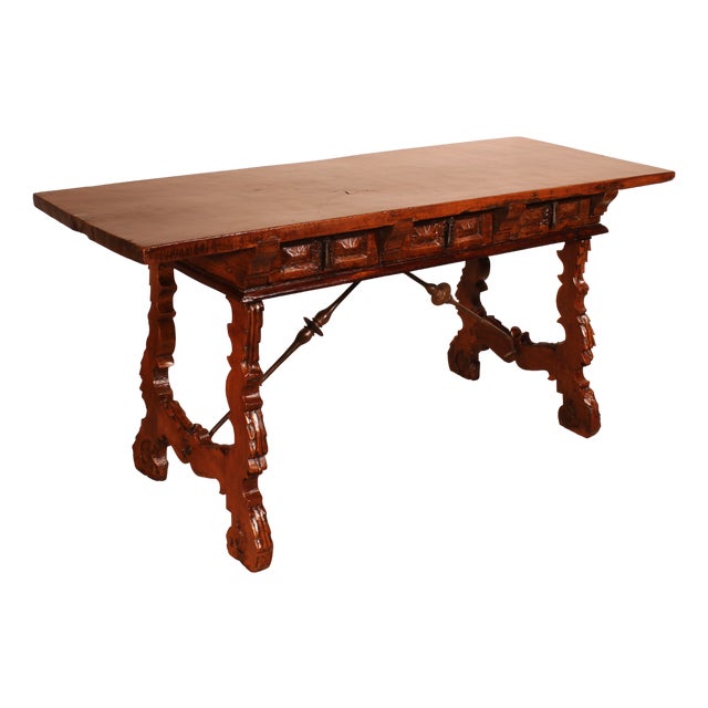 Spanish Renaissance Walnut Console Table, 17th Century For Sale