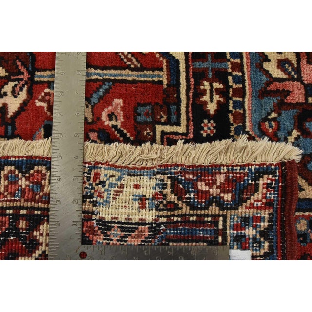 Heriz Rug 7’11” X 11′ Red Wool Vintage Traditional Hand-Knotted Carpet For Sale - Image 15 of 15