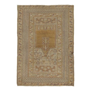 Vintage Turkish Anatolian Prayer Rug With Ivory & Gold Mihrab - Rug & Kilim For Sale
