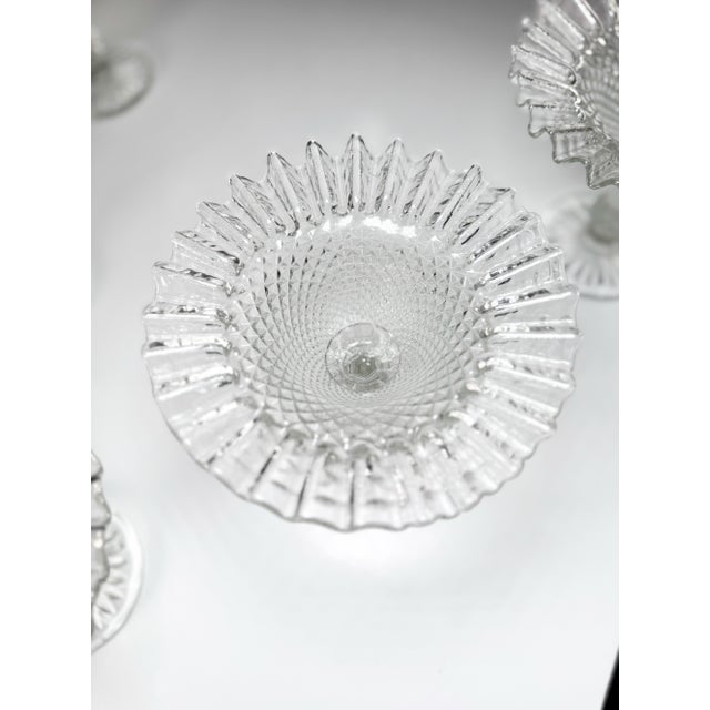 Modern Late 20th Century Horchow Ribboned Top Diamond Cut Dessert Dishes - Set of 5 For Sale - Image 3 of 4