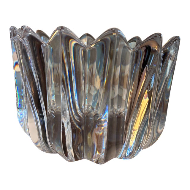 1980s Orrefors Chunky Crystal Bowl For Sale