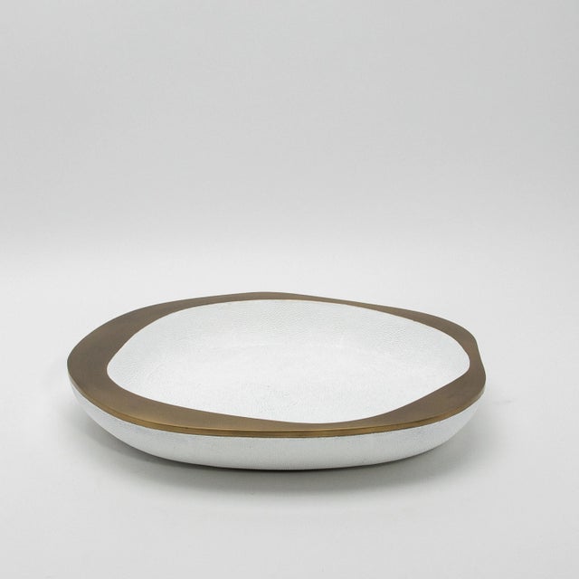 2020s Bowl in White Shagreen With Bronze Patina Brass Details by R&y Augousti For Sale - Image 5 of 9
