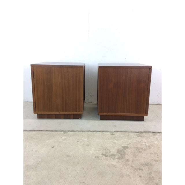 1970s Danish Modern Teak End Tables With Storage Cabinet - a Pair For Sale - Image 5 of 12