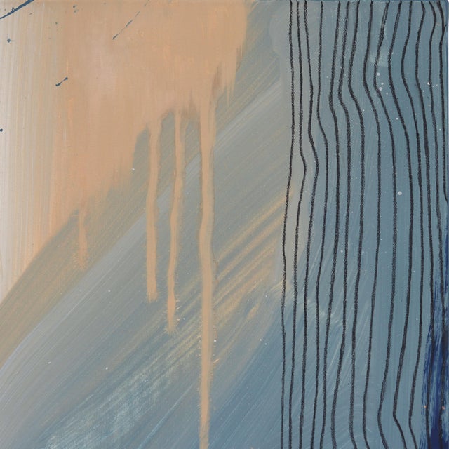 Abstract Liquify - Soft Abstract Blue Painting on Canvas Original Artwork by Elisabeth Grace For Sale - Image 3 of 8