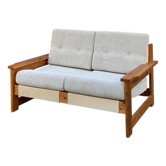 Safari Style Beige-Grey 2-Seater Sofa For Sale