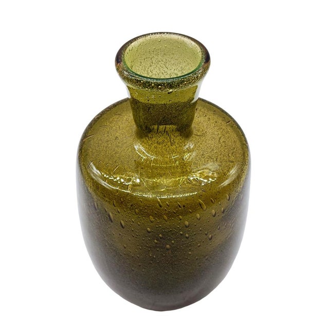 1960s Olive Green Pulegoso Sommerso Glass Vase by Carlo Scarpa for Venini, Italy, 1960s For Sale - Image 5 of 7