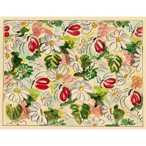 Jean Mary Ogilvie, Vintage Flower & Insect Pattern Design, 1930s, Gouache For Sale - Image 4 of 4