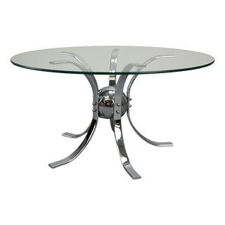 Vintage Space Age Round Chrome Coffee Table, Germany, 1970s For Sale
