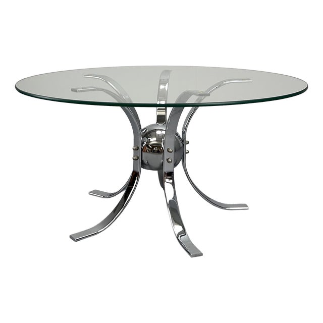 Vintage Space Age Round Chrome Coffee Table, Germany, 1970s For Sale