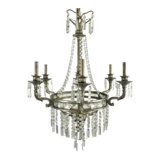 French Federal Style Antiqued Chandelier, 6 Bulbs For Sale