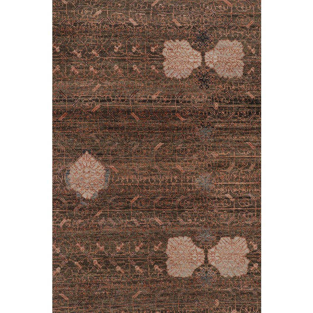 Contemporary Rug & Kilim’s Modern Block Print Rug in Beige-Brown, with Geometric Patterns - 5x7 For Sale - Image 3 of 7