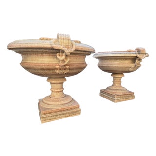 Onyx Kraters with Pedestals, 1950s, Set of 2 For Sale
