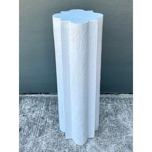 White Vintage Plaster Clover Leaf Pedestal For Sale - Image 8 of 12