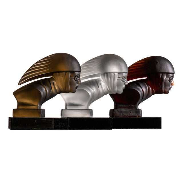 Heinrich Hoffmann, Figurative Sculptures, Glass, 1930s, Set of 3 For Sale
