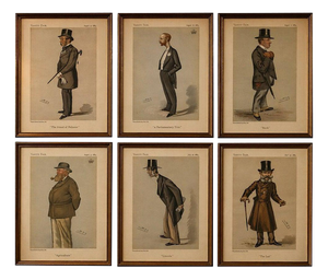 Vanity Fair Artist, Caricatures of Victorian Gentlemen, 1883, Prints, Set of 3