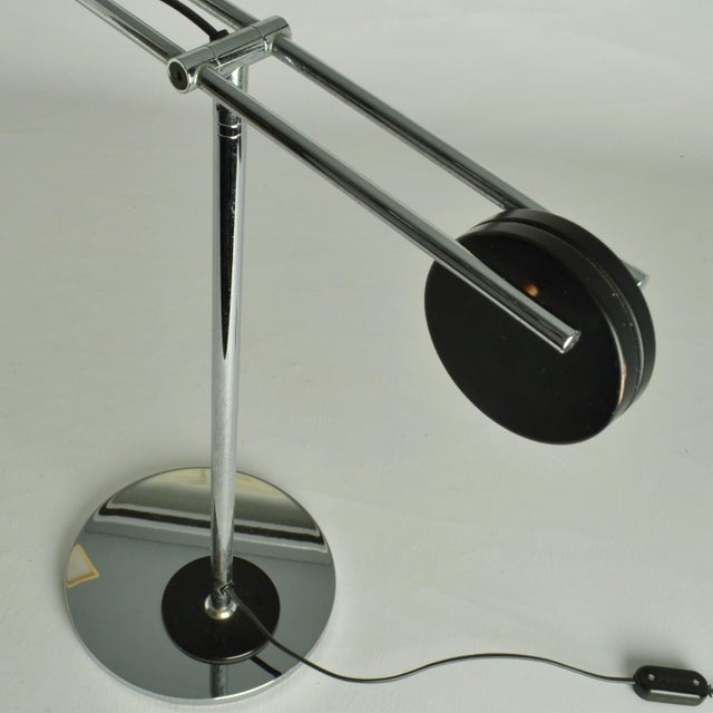 Swiss Minimalist Black and Chrome Counter Balance Table Lamp, 1970s For Sale - Image 16 of 17